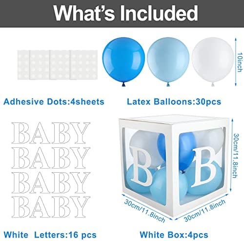 50 Parça Bebek Duş Parti Kutusu Kiti Dahil 4 Adet Bebek Kutuları ile 16 Adet Mektuplar ve 30 Adet Şeyler Balonlar için Bebek