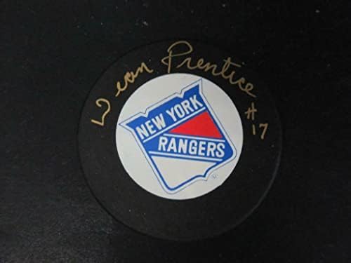 Dean Prentice İmzalı Resmi Rangers Puck İmzalı Otomatik PSA / DNA AK23474 İmzalı NHL Diskleri