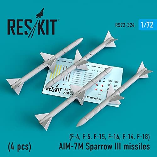 Reskit RS72-0324-1/72 AIM-7M Sparrow III Füzeleri (4 adet) Uçak Modeli için