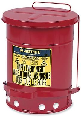 Justrite 09300 Kırmızı Galvanizli Çelik Yağlı Atık Güvenlik Kutusu - 10 Galon Kapasite