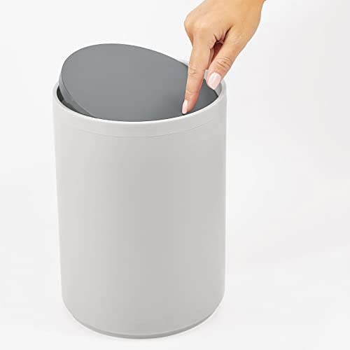 Çıkarılabilir Döner Kapaklı mDesign Plastik Küçük İnce Yuvarlak 1,7 Galonluk Çöp Tenekesi-Çöp Kovası, Ana/Misafir Banyosu