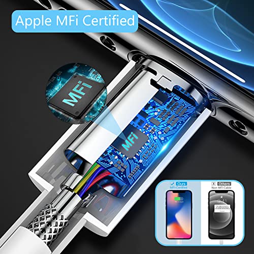 Apple MFi Sertifikalı iPhone Şarj Cihazı 10 FT,2 Paket Ekstra Uzun Yıldırım Kablosu,USB Fişli iPhone Şarj Aktarım Kablosu