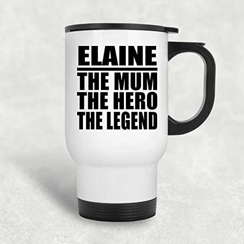 Designsify Elaine Anne Kahraman Efsane, Beyaz Seyahat kupa 14 oz Paslanmaz Çelik termos kupa, hediyeler için Doğum Günü Yıldönümü