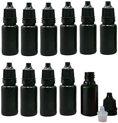 12 ADET (10 ml/0.37 oz) siyah doldurulabilir sıkılabilir boş plastik damlalık şişe ışık geçirmez şişe göz sıvı damlalık konteyner