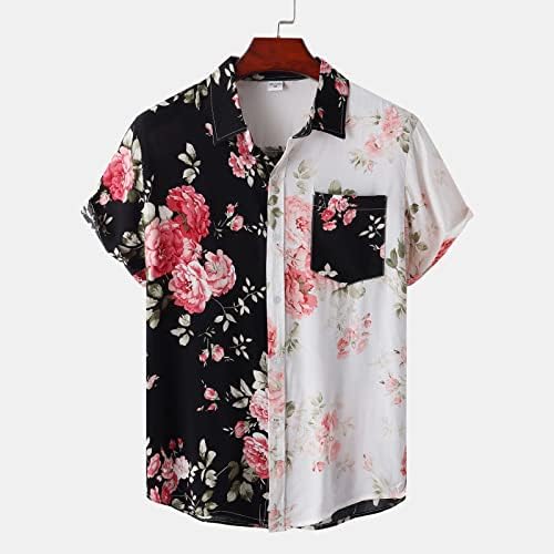 6X Gömlek Erkekler için Büyük ve Uzun Boylu Moda erkek Casual Düğme Hawaii Çizgili Baskı Plaj Kısa Kollu Üst Bluz