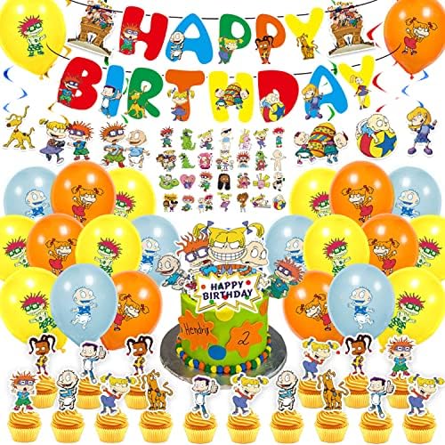 Karikatür Doğum Günü Parti Malzemeleri ve Süslemeleri için 1st 2nd 3rd Çocuk, İçerir Doğum Günü Afiş, Swirls, Balonlar, Çıkartmalar,