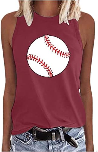 lcepcy Bayan Kolsuz Tankı Üstleri Yaz Sevimli Beyzbol Baskılı Üst Rahat Yuvarlak Boyun Atletik Tee Gömlek