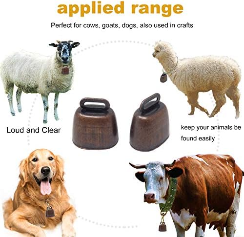 Honbay 2 ADET İnek At Koyun Otlatma Bells Sığır Çiftliği Hayvan Loud Bells Pet Anti-Hırsızlık Bells Dekoratif Bells