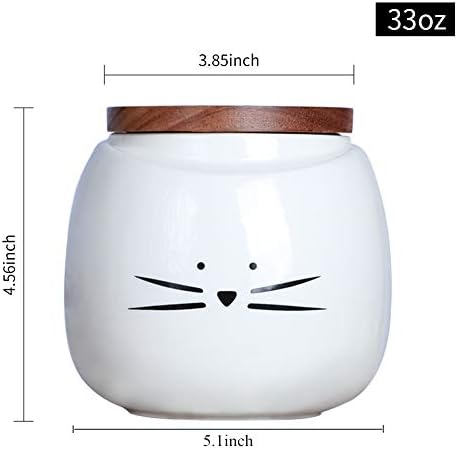 Koolkatkoo Seramik Kedi Beyaz teneke kutu seti Kahve Çay Şeker Gıda Depolama Bambu Kapaklı Mutfak Teneke Kutu Yuvarlak 3