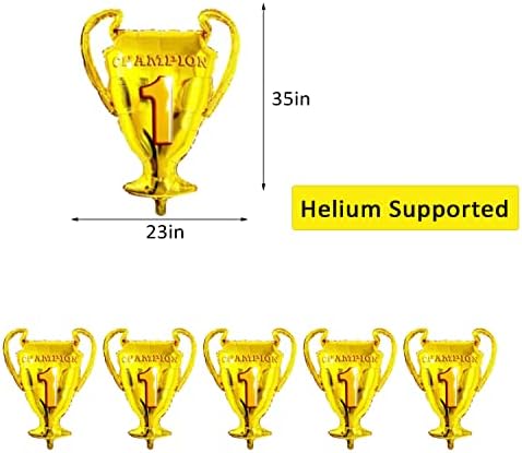 Fınypa 6 adet Altın Şampiyonu Folyo Balonlar Şampiyonası Mylar Trophy Balon Birincilik Ödülü Spor Balonlar Basketbol Futbol