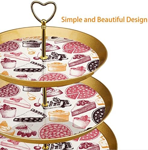 Kek Standı Seti 3 Katmanlı Cupcake Standları Kullanımlık Pasta Tabağı Düğün Doğum Günü çay Partisi Süslemeleri, kek Farf