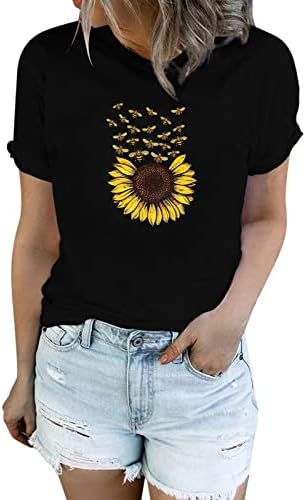 Bayan Üstleri Rahat Ayçiçeği Gömlek Kadınlar için Sevimli Karahindiba Grafik Tshirt Artı Boyutu Tişörtleri Kadınlar için