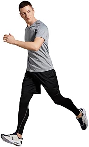 BUYJYA 5 Adet erkek Sıkıştırma Pantolon Gömlek Üst Uzun Kollu Ceket Atletik Setleri Spor Giyim Erkek Egzersiz sevgililer