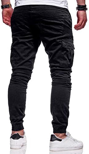 Erkek Rahat Düz Renk Bandaj Çok Cep spor pantolon Gevşek Sweatpants İpli Takım Pantolon Pantolon M-3XL