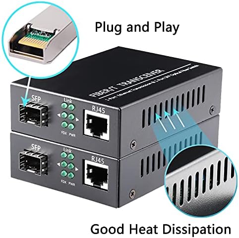 Bir Çift Fiber Alıcı-Verici, 2 ADET LC Çift Modüllü 1.25 G/s Bıdı Gigabit Çok Modlu SFP Ethernet Ortam Dönüştürücü, 10/100/1000Base-Tx
