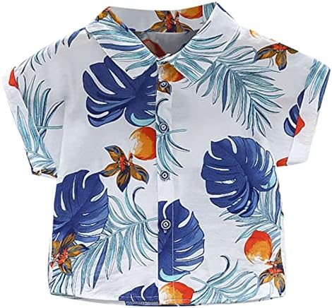 Erkek Hawaii Gömlek Kısa Kollu Pamuklu Yaz Plaj Düğme Aşağı Rahat Parti Gömlek Çocuklar için