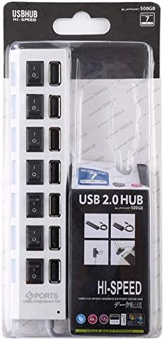 LUOKANGFAN LLKKFF Çok Hub Genişleme USB Hub 7 Port USB Hub 2.0 USB Splitter Yüksek Hızlı 480 Mbps ile ON / Off Anahtarı,
