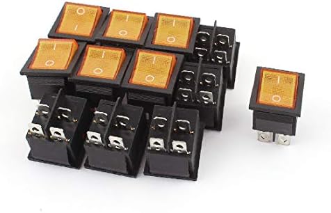 X-DREE 12 x Sarı Rocker Anahtarı ON / OFF Kontrol DPST Paneli Dağı Snap-İn 4Pin(12 x İnterruttore bir bilanciere giallo ON
