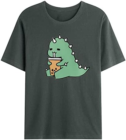 Sevimli Dinozor T Shirt Erkekler için Komik Grafik Gömlek Kısa Kollu Yuvarlak Boyun Tee Gömlek Şık Casual Gömlek Erkekler