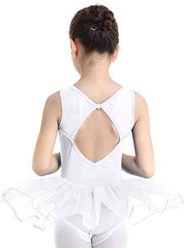 Kaerm Çocuk Kız Çiçek Dantel Tek Parça Tutu Örgü Elbise Bale Dans Sahne Performaning Costme Tankı Leotard