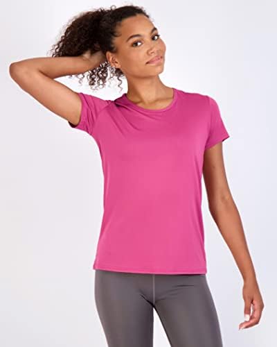 5 Paket: kadın Kuru Fit Tech Streç Kısa Kollu Ekip Boyun Atletik T-Shirt (Artı Boyutu mevcuttur)
