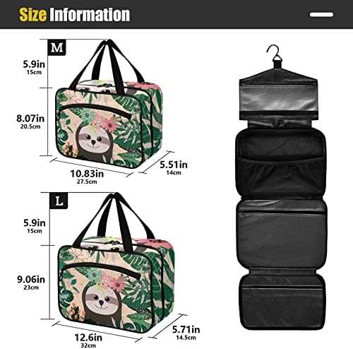 Tropikal Bırakın Tembellik makyaj çantası Kadınlar için Seyahat makyaj çantası düzenleyici Asılı Kanca ile Kozmetik Çantaları