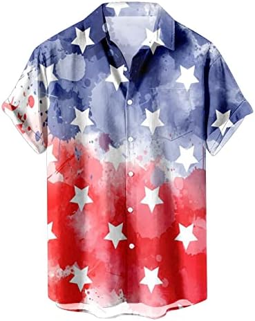 Erkek Amerikan Bayrağı Gömlek 4th Temmuz Kısa Kollu Düğme Aşağı Gömlek Casual Düzenli Fit Yaz Yurtsever Hawaii Gömlek