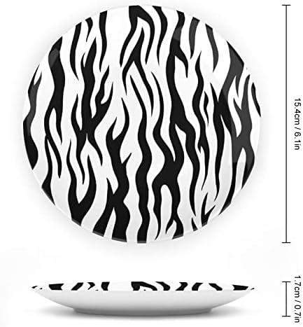 Zebra Cilt Desen Kemik Çini Dekoratif Levha Yuvarlak Seramik Tabaklar Zanaat Ekran Standı ile Ev Ofis için Duvar Yemeği Dekor
